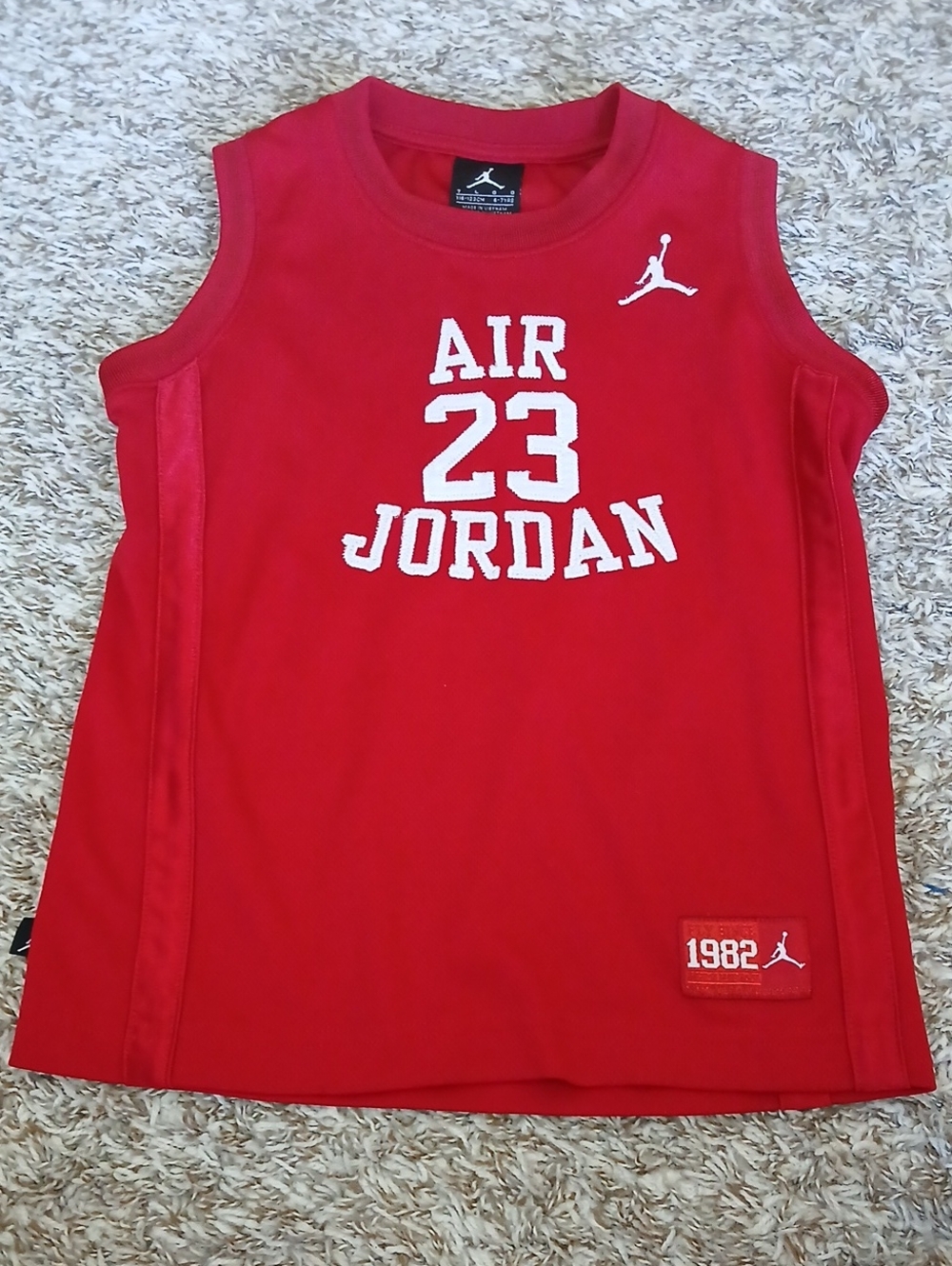 FJordan Red AIR 23 Jordan Jersey Basketball Top for Kids Sz 6-7